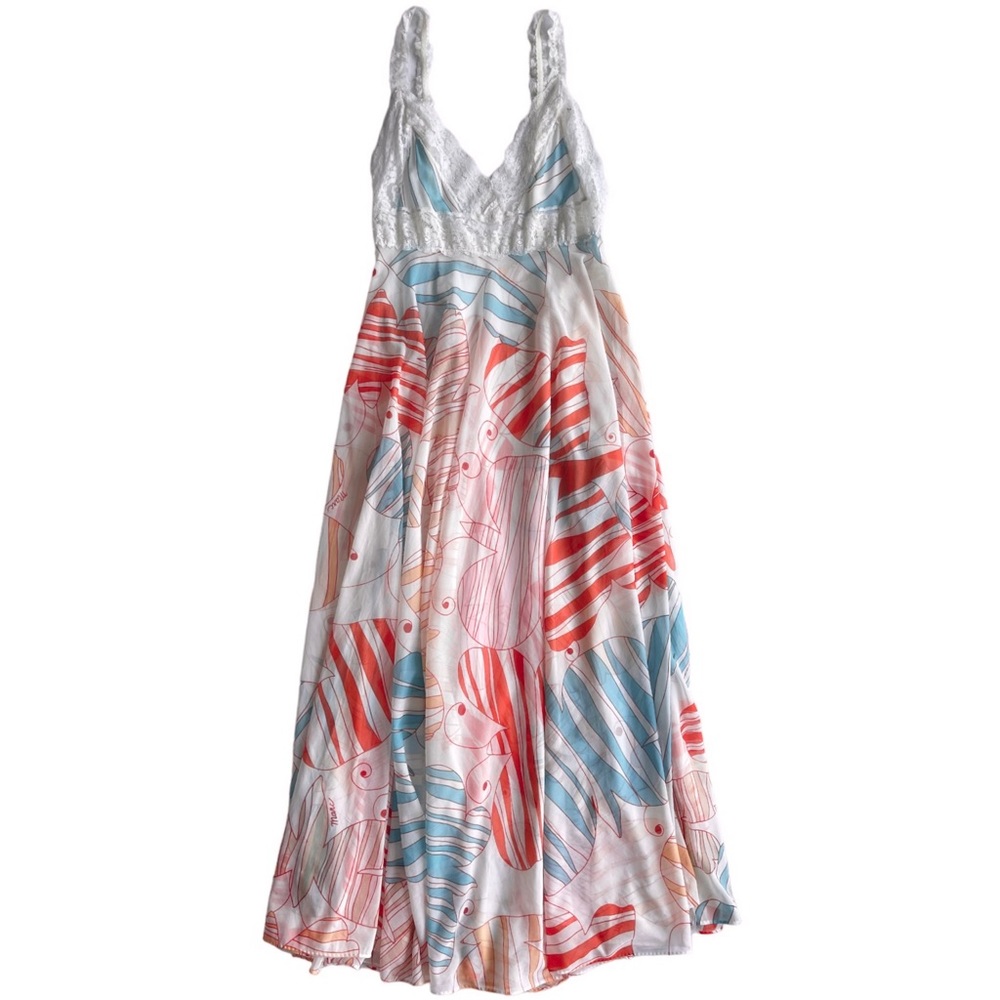 Vintage Miss Elaine Sheer Butterfly Maxi Dress